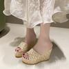 2024 New Fashion Slippers Women's High Heels Thick Soled Slippers Designer Wedge Large Size Waterproof Summer New Style