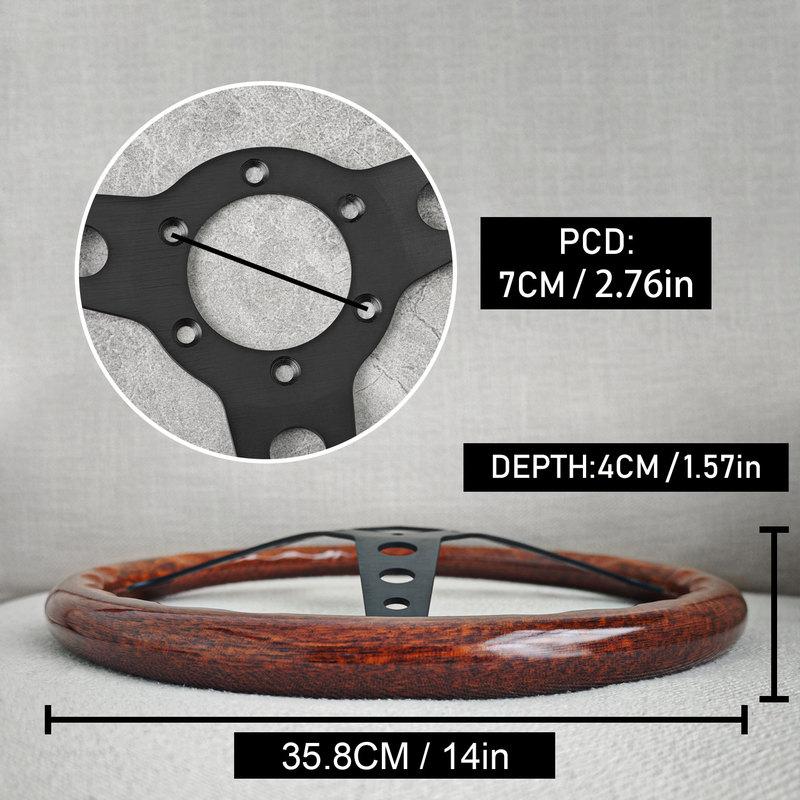 JDM INDY Руль в стиле Heritage Wood 14 дюймов Классический ретро-руль для автомобиля с кожаной ступицей