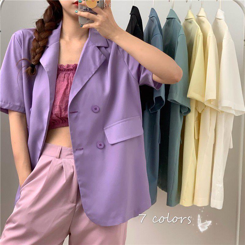 Chic Girl Korean High-quality Short-sleeve Suit Jacket Soft And Exquisite Fabric