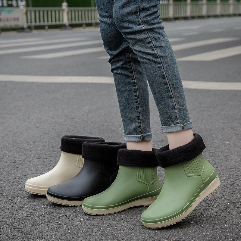 Fashion 2024 Spring New Women's Rain Boots PVC Non-Slip Fashion Short Plus Velvet Warm Women's Rain Boots Rain Boots Rubber Boots 36-41
