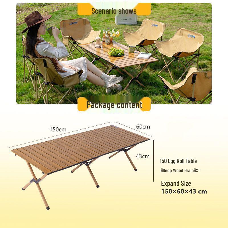 Портативный складной туристический стол и набор стульев-луна с сворачивающимся столом