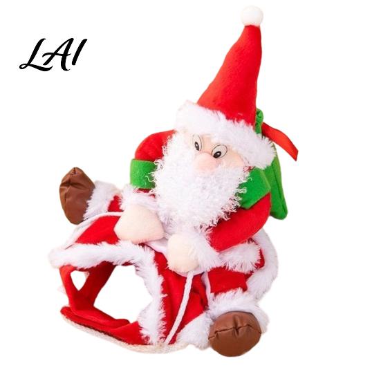 Adjustable Dog Holiday Apparel Santa Riding Pet Christmas Costume 3D Funny Rider Outfit for Small Medium Theme Cosplay Dogs & Cats Clothes
