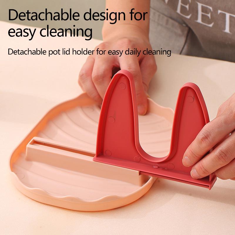 Pan Lid Holder Supports Spoons Pot Cover Rests Spatula Stand for Kitchen Convenience Utensils Tools Accessories Cooker Organizer