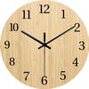 Creative Wood Grain MDF Digital Clock Simple Nordic Fashion Decoration Silent Round Living Room