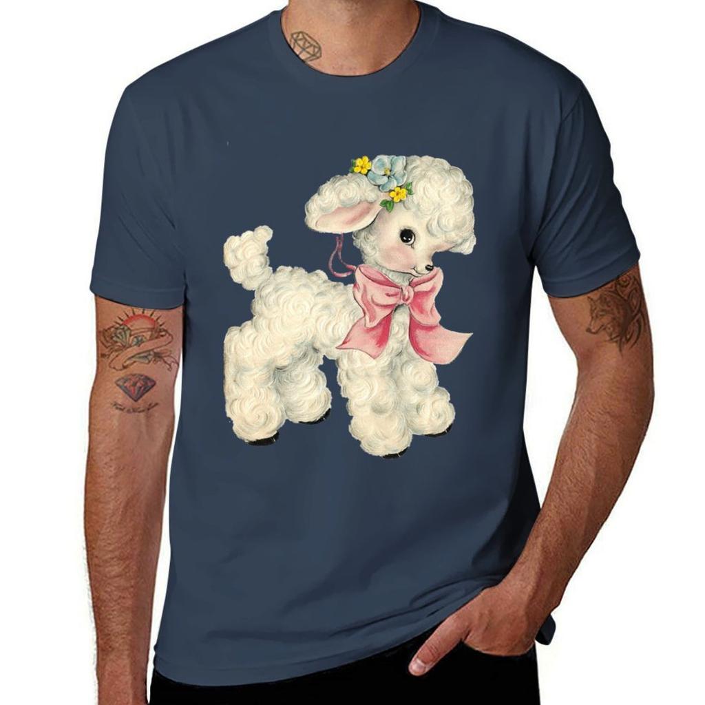 Vintage Artwork Of A Cutesy Lamb Tshirt Stylish Graphic Short Sleeve Top Tshirt