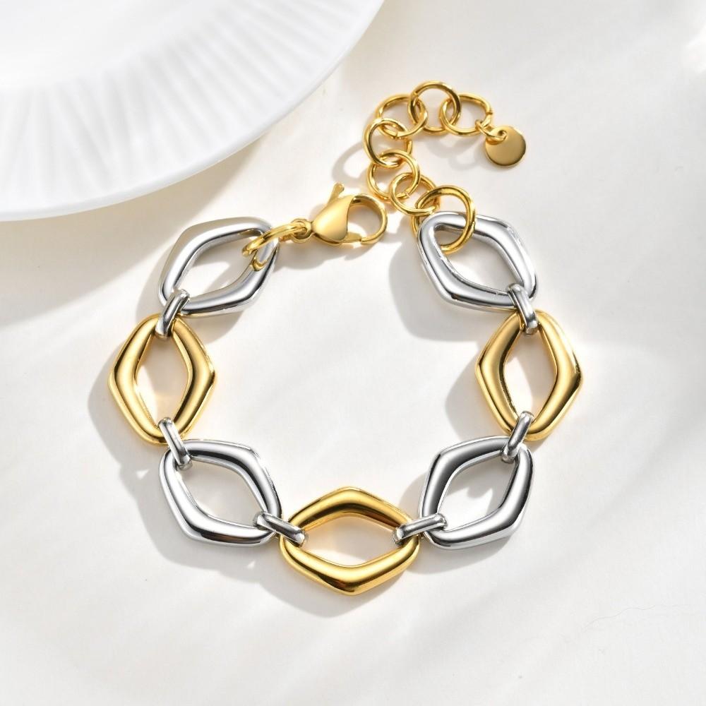 Gold Plated O-Ring Bracelet Glossy Stainless Steel Women's Jewelry Chain Bracelet Women Men