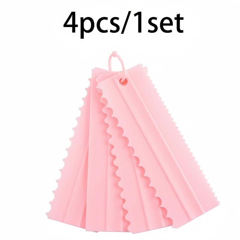 Набор скребков для торта 4 шт./1 набор, декоративный гребень и шпатель для глазури, пластиковый зубчатый скребок-полировщик