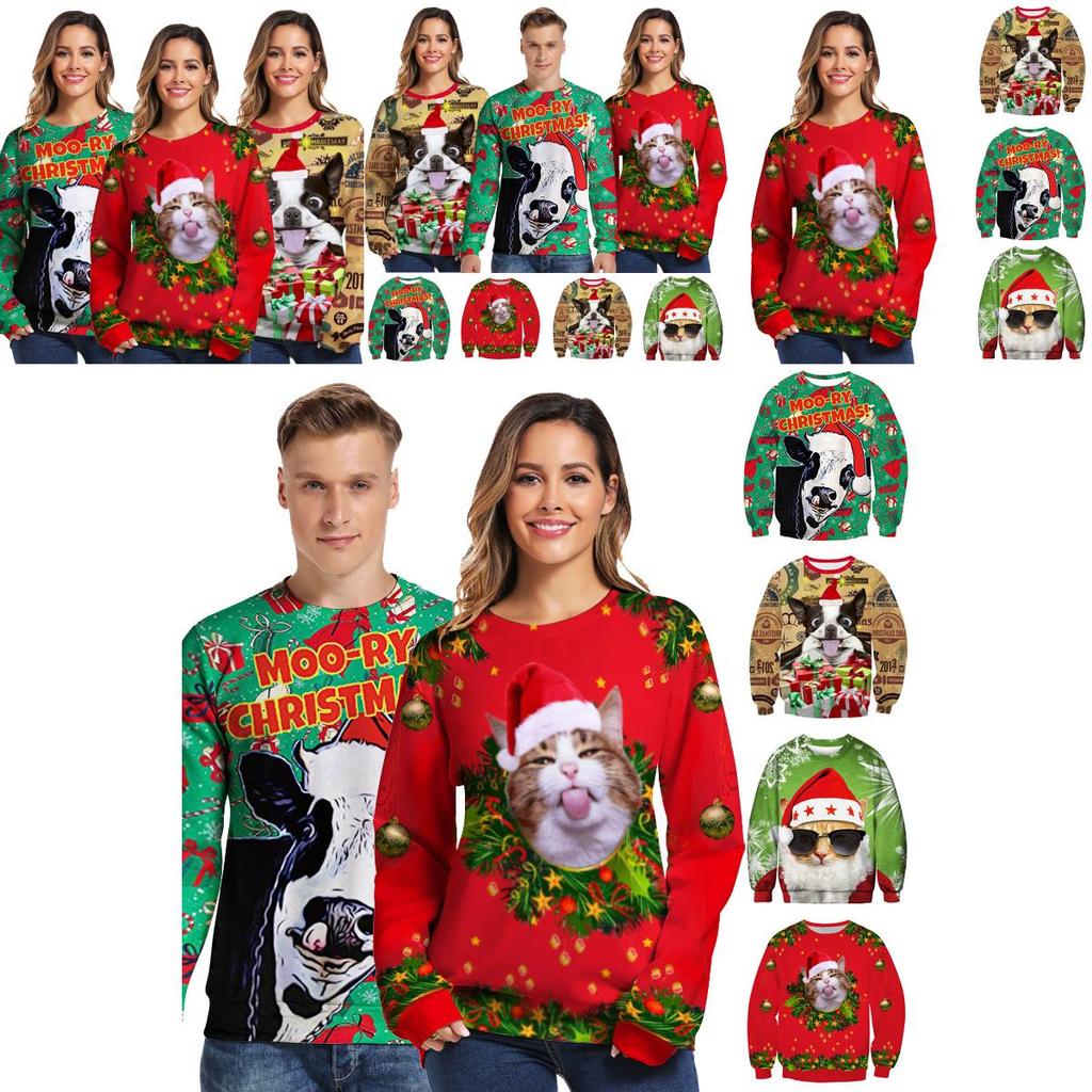 Роскошно мягкий женский рождественский свитер Санта Клаус Кот Собака Рождественский джемпер Топ