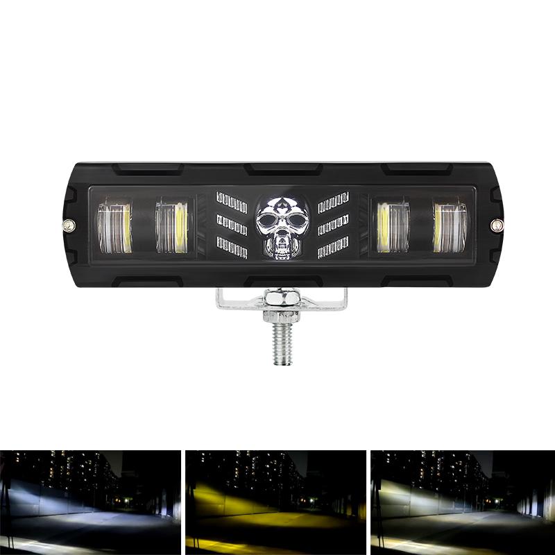 6-дюймовый светодиодный рабочий фонарь с черепом 12 В-36 В для бездорожья, ходовые огни, противотуманные фары для мотоцикла 4X4, ATV, внедорожника, грузовика-тягача