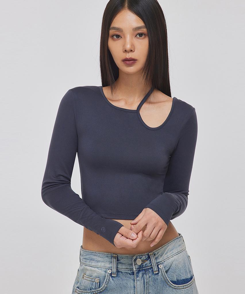 TOPGIRL Collarbone Cutout Long Sleeve Top_T326Tp102