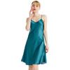 Silk Thin Shoulder Strap V-neck Suspender Nightgown, Summer Thin Sexy Slim Fit Solid Color Knee Length Home Pajamas