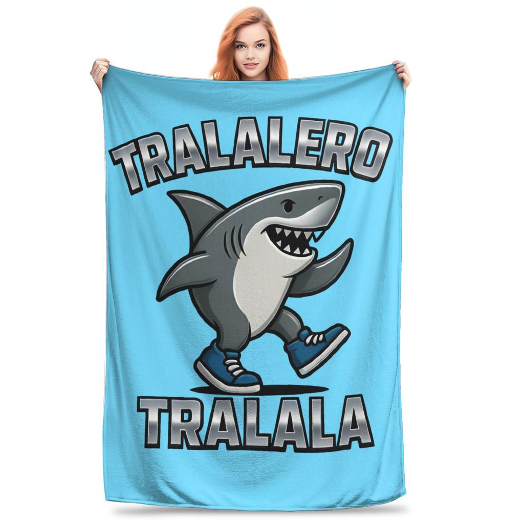 Bombardiro Crocodilo Tralalero Tralala Blanket Flannel Italian Brainrot Portable Throw Blankets for Sofa Travel Quilt