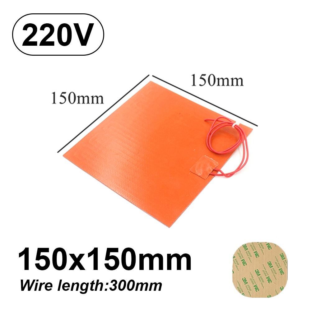 12V 220V Silicone Rubber Heating Pad Flat Heater Band Square Heated Bed Flexible Waterproof 3D Printer Glue Sticker Adhesive