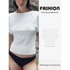 Za2025 Spring New Women Clothes Simple Zipper Ornament Sleeve Tight T-shirt Round Neck Knitted Top 3519008