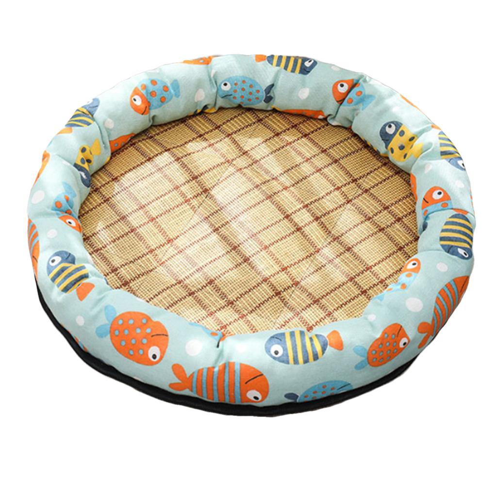 Круглая охлаждающая кровать для питомцев, мультяшный принт, кровать для сна питомцев, летний дышащий коврик для собак и кошек