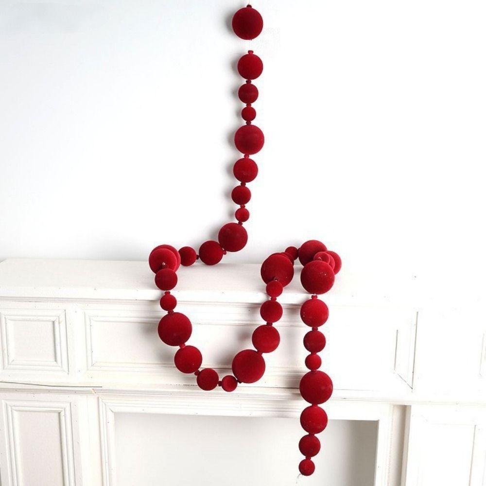 Mixed Size Flocking Christmas Ball Garland 6FT Christmas Flocking Ball Christmas Tree Decorating