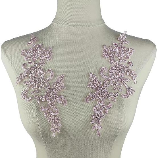 1 пара кружевных аппликаций с цветами, расшитых бисером и стразами, пришивные вышитые нашивки, аппликации для декора свадебного платья, DIY шитье, рукоделие, украшение, черные 9,2 x