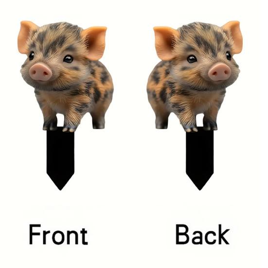 Знак для двора со свиньей 2D, мультяшная свинья, акриловая садовая вставка, уличное животное