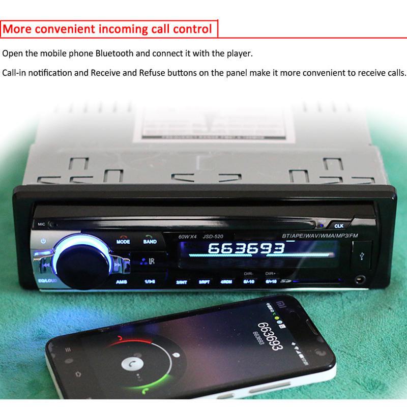 Автомобильный радиоприемник, стерео MP3-плеер, цифровой Bluetooth, FM-аудио, музыкальный приемник, USB/SD/MMC с входом AUX