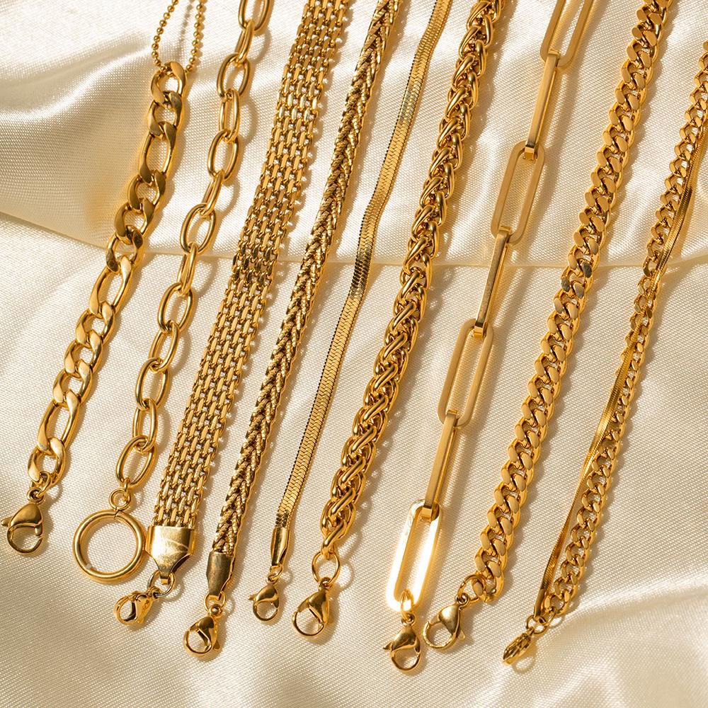 Элегантный кубинский браслет из нержавеющей стали - Женский титановый браслет высокого класса с гальваническим покрытием, не тускнеющий