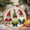 Christmas Embroidery Kit for Beginners And Adults Gnome Xmas Tree House Cross Stitch Kit with Embroidery Hoop Needles And Thread