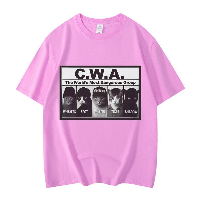 CWA Самая опасная группа в мире Смешной мем про кота Графические футболки Мода Винтаж Футболка с коротким рукавом Унисекс Хлопковые футболки