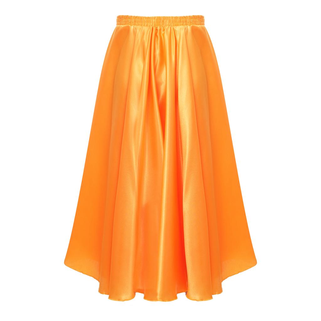 Kids Girls Stylish Dance Clothing Elastic Waistband Large Swing Loose Half-length Skirt