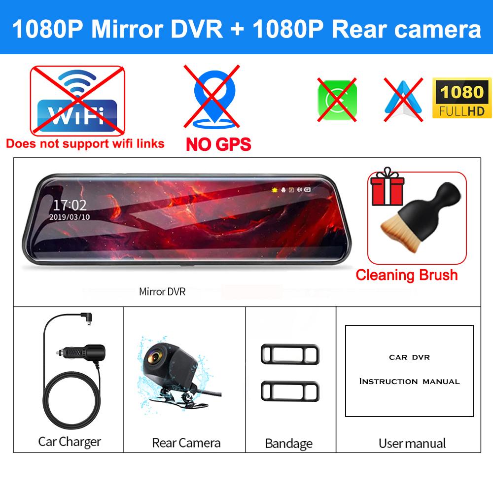 4K Front and Rear Camera 1080P Wireless Carplay Android Auto 10Inch Mirror Dash Cam for Car Dvr Video Recorder Car Assecories