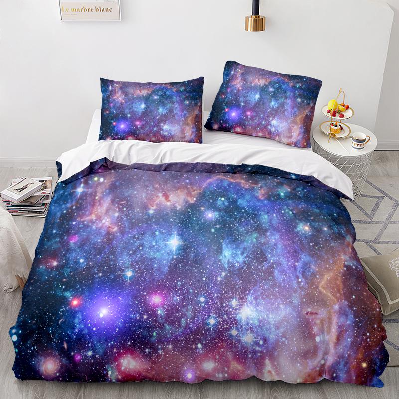 3D Home Bedding Universe Star Sky Quilt Cover Queen King Full Size Twin Planet Print Adult Children's Quilt Cover and Pillowcase Bedding
