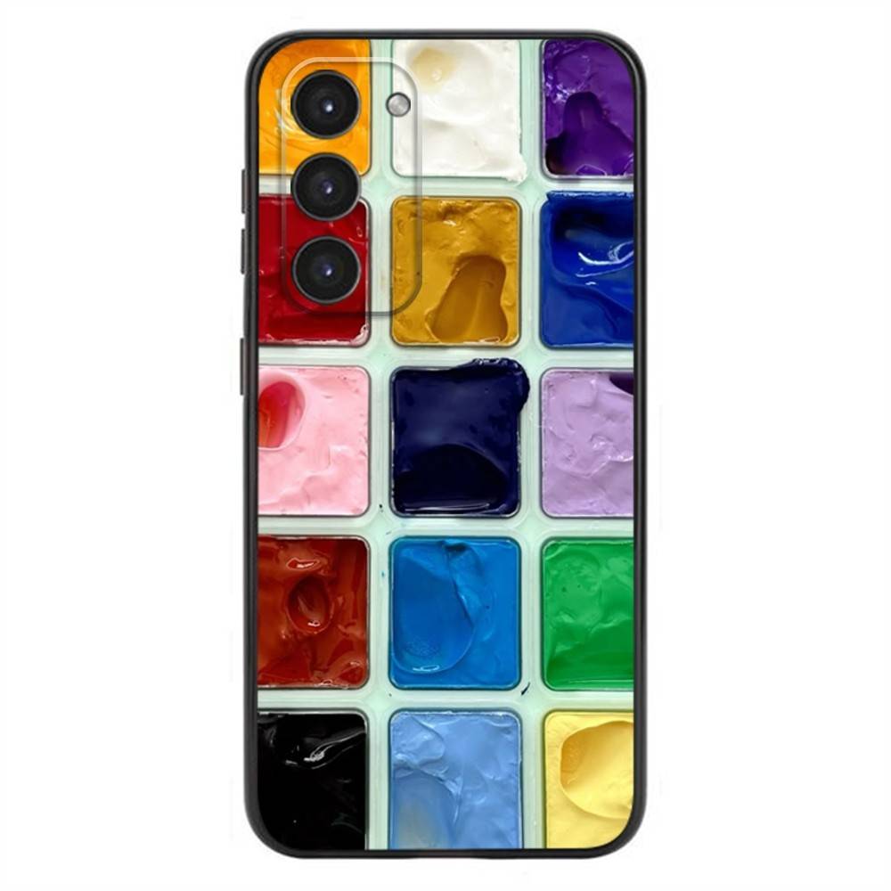 Watercolors Set Paint Palette Phone Case For Samsung Galaxy A20,21s,22,31,32,52,53,72,73,80,91 Soft Liquid Silicone Black Cover
