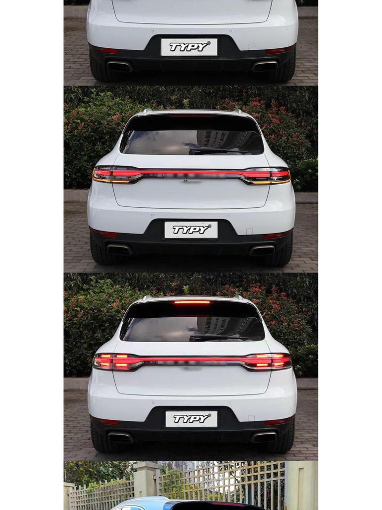 LED Through-Type Taillight Assembly with Flowing Turn Signal for 2014-2017 Porsche Macan.