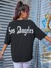Художественная надпись Лос-Анджелес Хлопковые принты Женская футболка Топмягкие Спортивные Повседневные футболки Удобная Хип-хоп футболка Свободная Уличная одежда