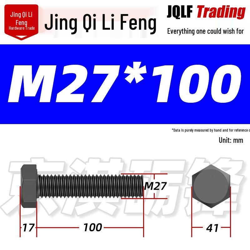 12.9 Grade High-Strength Blackened Hex Bolt M22-M48