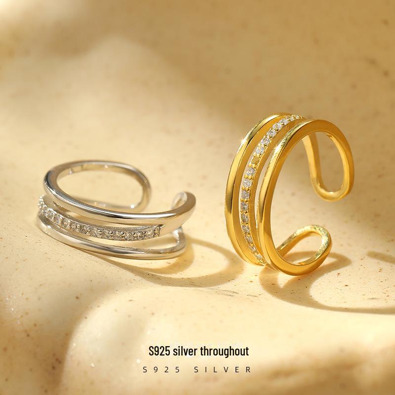 Кольцо Banyan Tree S925 Silver с тремя слоями бриллиантов, регулируемое для женщин