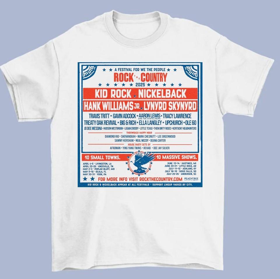 Kid Rock Rock The Country 2025 Festival T Shirt Full Size S-5XL K697