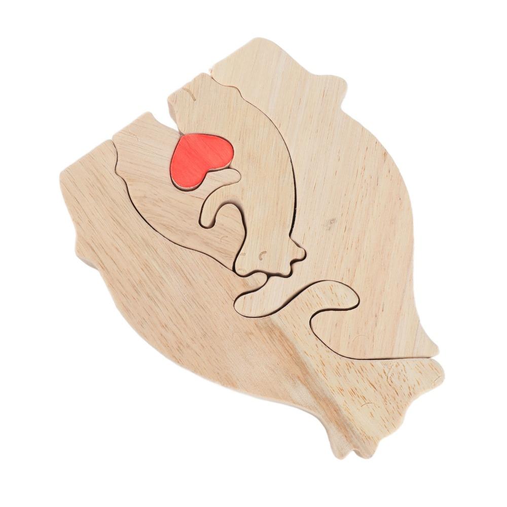 4.72x5.91x0.79in Beech Wood Bear Puzzle Ornament Cabinet Surface Layout Craft