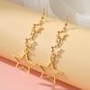 Star Dangle Earrings for Women Girl Long Hollow Star Fringe Earring Sparkle Star Jewelry Pentagrams Stud Earring Gift