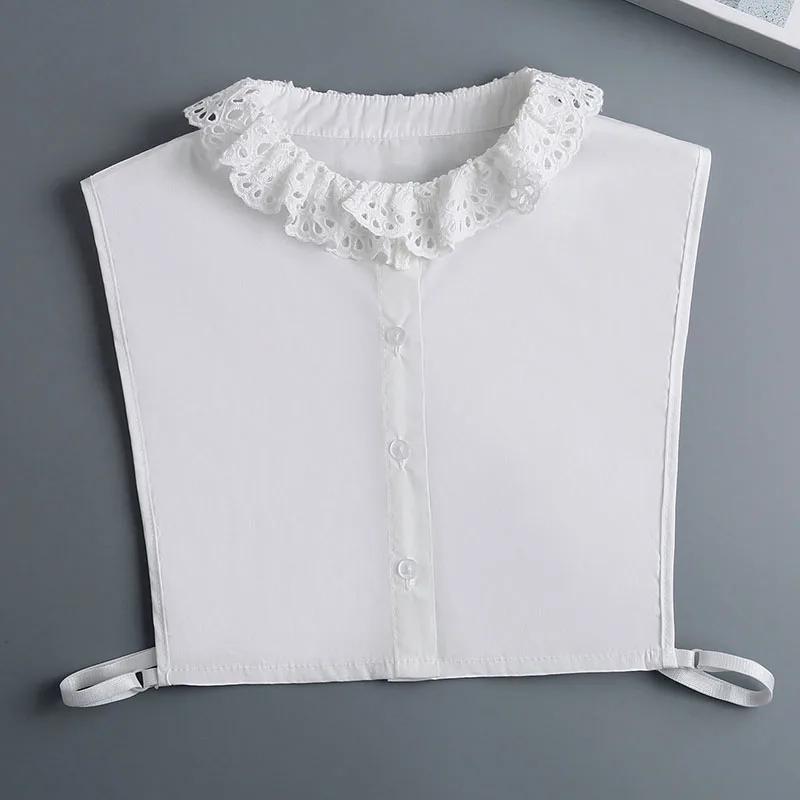 Fashion White Cotton Fake Collar Half Shirt Lace Detachable Neck Collars Female Blouse Tops False Collar Sweater Fuax Cols