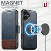 SUTENI Q-06 For iPhone 17 Case Color Splicing Magnetic Detachable Leather Phone Cover