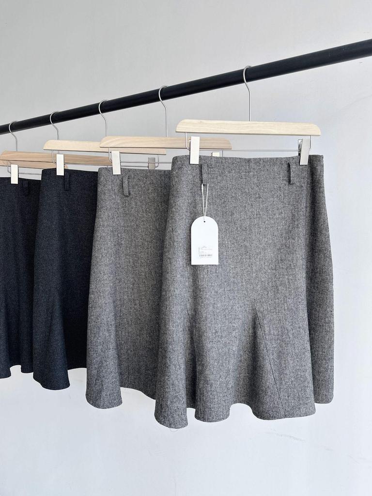 В наличии гладкая плиссированная юбка-русалка из шерсти - Корейский дизайнер, женская мода