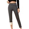 Fleece Lined Thick Sherpa Leggings Women Letter Embroidery Slim Fit Outdoor Wear Ankle Pants Warm Trousers
