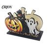 BOO Орнамент для хранения букв Хэллоуин Деревянный держатель для салфеток, Милый пастельный тыква-призрак Черный кот Настольный диспенсер для салфеток, Водонепроницаемый настольный