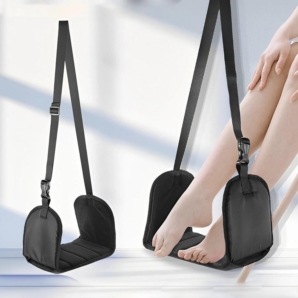 Travel Airplane Footrest Adjustable Hanging Footrest Hammock Portable Leg Rest Foldable Memory Foam Foot Rest for Office Camping