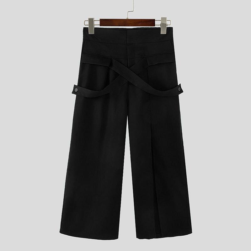 INCERUN Мужские повседневные длинные брюки с застежкой-молнией спереди и поперечными разрезами