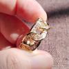 Classics Gold Color Zircon Rings for Women Fashion Open Adjustable Ring Exquisite Wedding Engagement Party Jewelry Accessories