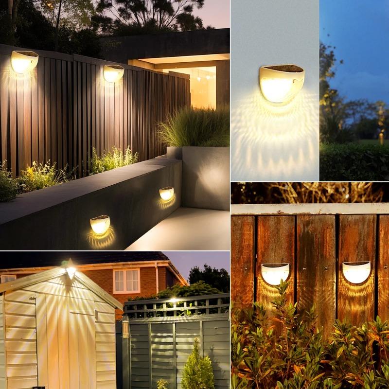 1/2/4 шт. Солнечный заборный светильник Наружное освещение Настенные светильники Садовый энергетический свет Праздничное украшение Светодиодный для сада Ступеньки Патио Лестницы