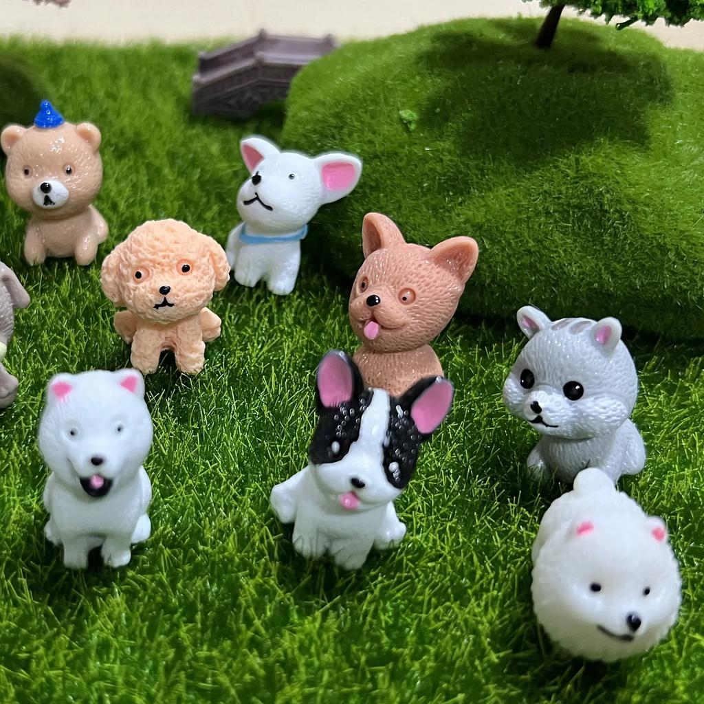 12/14PCS Dog Miniature Figurines Miniature Terrarium Crafts Realistic Animals Dogs for Fairy Garden Accessories