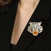 Diamond-Studded Tiger Head Brooch Pin Male And Female Animal Badge Coat Suit Dripping Rhinestone Corsage