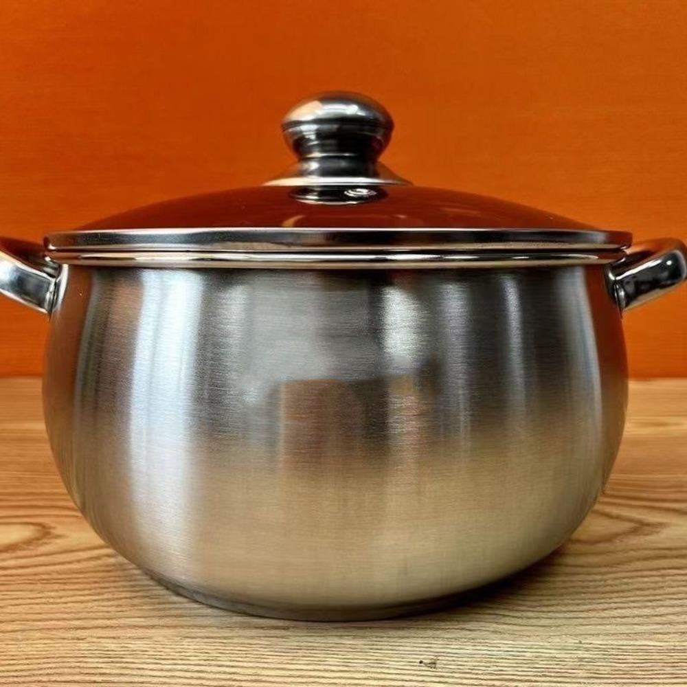 With Glass Lid Saucepan 24cm Outdoor Cooking Pot Thickened Soup Pot Induction Cooker Gas