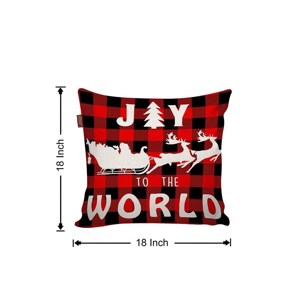 Набор из 4 декоративных наволочек/подушек «Счастливого Рождества» - CC219 - (18 X 18 ДЮЙМОВ, Красный и Молочно-белый)